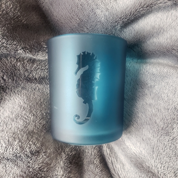 Seahorse Candle Holder | Sea Glass Blue Ceramic - Picture 1 of 5